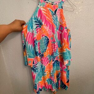 Lilly Pulitzer Kids One-Piece in Pink, Turquoise, Orange and Navy Tropical Print